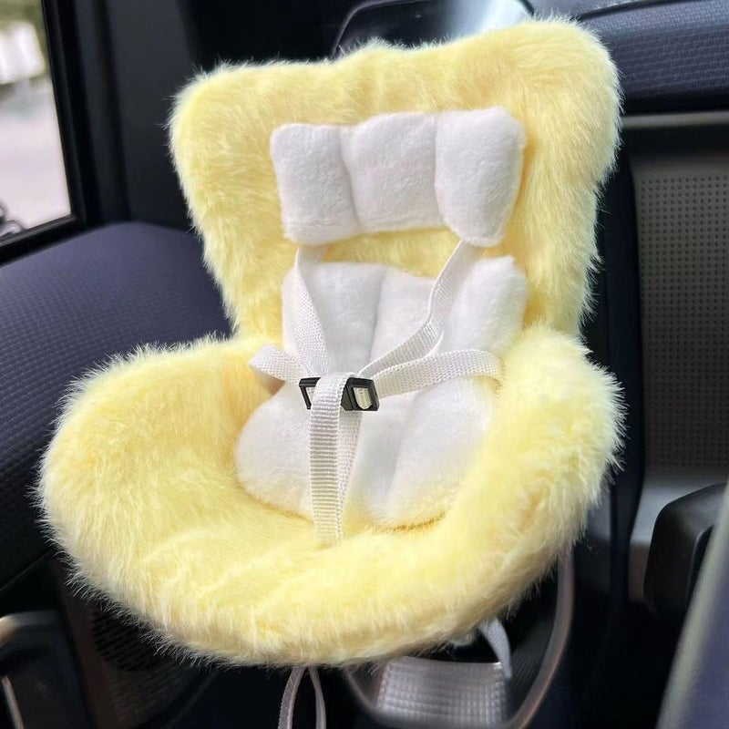 SwiftServ Doll Car Seat for 17cm Dolls with Air Vent Clip and Desktop Stand, Cute and Functional Car Ornament for Blind Box Doll Fans, Collectors, (Yelllow) - Image 1